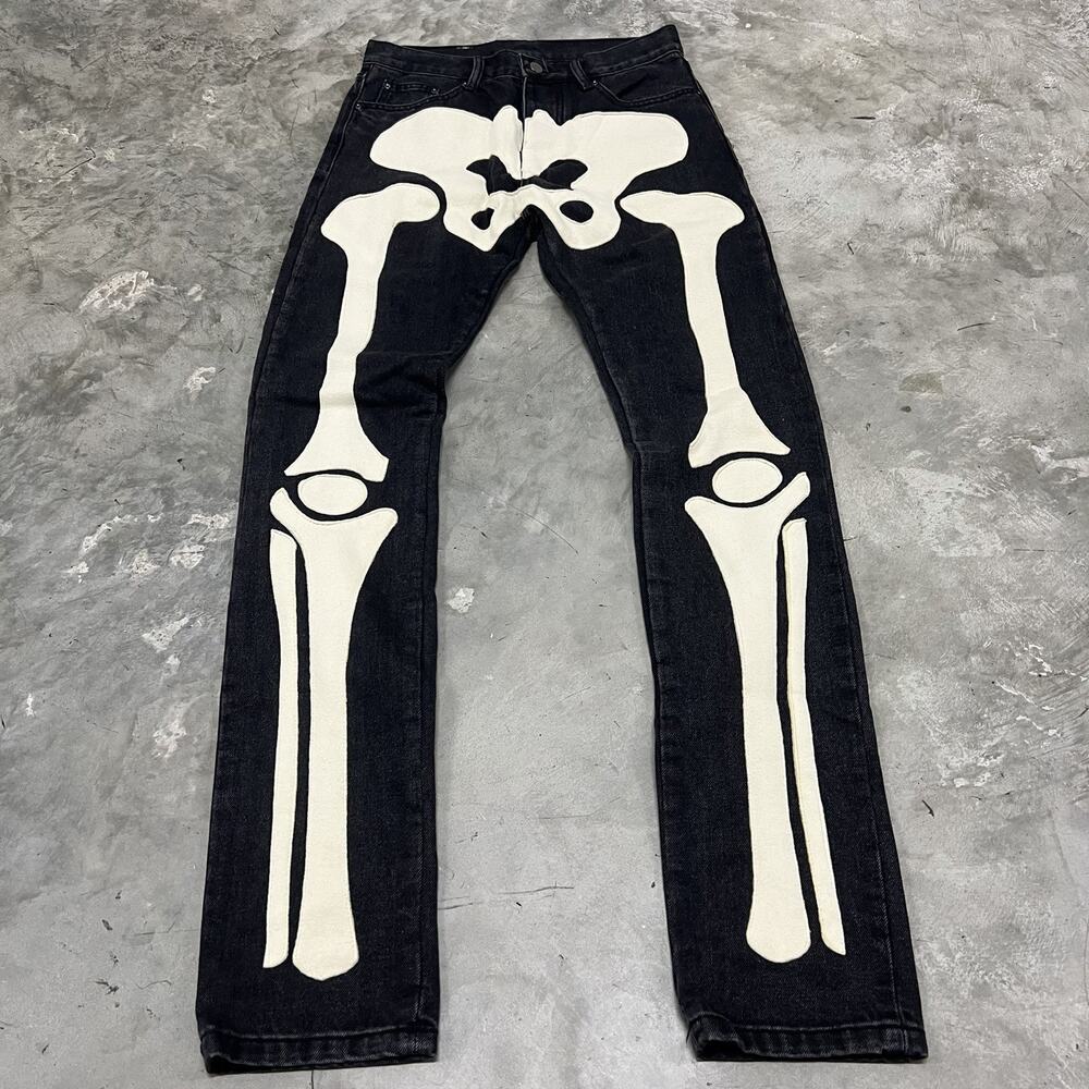 MNML Skeleton Bones Men's Or Women’s Denim Jeans Size 29x35